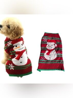 Red Green Snowman Dog Sweater Medium
